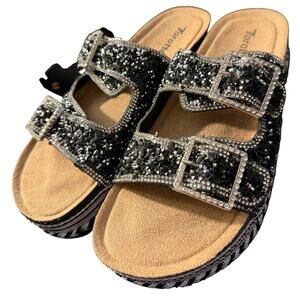 NWT Torotto Women's Summer Platform Sandals Rhinestone Slip-On Size 40 (US 9-10)